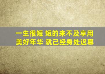 一生很短 短的来不及享用 美好年华 就已经身处迟暮